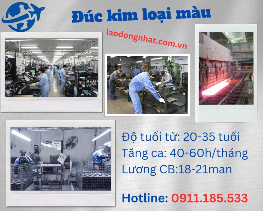 Đơn hàng XKLĐ Nhật Bản đúc kim loại màu