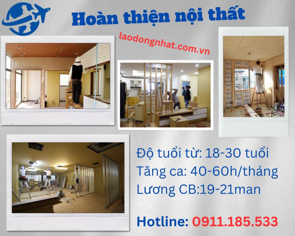 Đơn hàng XKLĐ Nhật Bản hoàn thiện nội thất